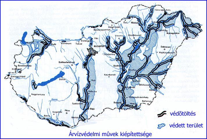 aránya az ország területéhez képest 22,3% árvízvédelmi fővédvonalak hossza 4220 km ebből földgát