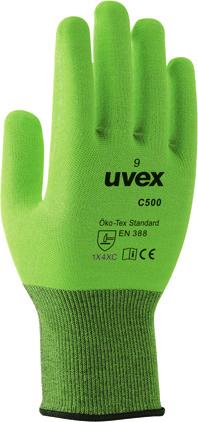 nyirkos (uvex C500 foam és C500 pure) környezetben A szabadalmaztatott uvex Bamboo TwinFlex technológia nagyon magas szintű vágásvédelmet nyújt Akár +100 C-os kontakthő ellen is véd az EN 407