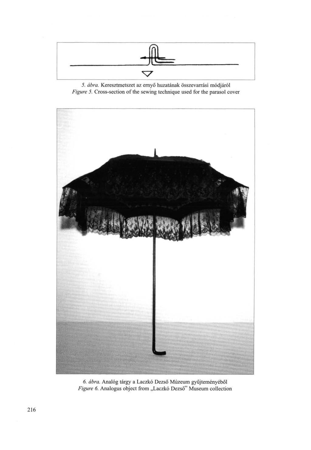 ^7 5. ábra. Keresztmetszet az ernyő huzatának összevarrási módjáról Figure 5.