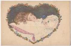 Girl and doll on a balloon.