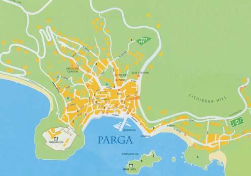 Parga az Epirusz régió dél-nyugati részén fekszik, közel az Acheron folyóhoz, Preveza és Igoumenitsa városa között, Paxi, Antipaxi és Korfu szigete mellett.