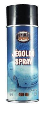 UNITED SPRAYS IPARI SPRAYK UNITED SPRAYS IPARI SPRAYK Jégoldó spray 400ml és Zárjégoldó spray 100ml Gyorsan és megbízhatóan feloldja a jeget az öszszes üvegfelületről, -30 C-ig!