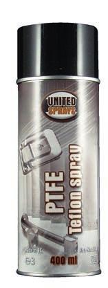 UNITED SPRAYS IPARI SPRAYK UNITED SPRAYS IPARI SPRAYK PTFE Szárazkenő (Teflon) spray 400ml United Sprays PTFE (Teflon) spray tiszta, száraz, zsírtalan, jó tapadó képességű síkosító bevonatot képez.
