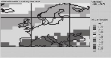 (jobbra), (Uppala et al. 2005) az 1980 1999-as alapidőszakban Európában jelentős, ott télen helyenként meghaladja a -8 o C-ot, míg a kontinens nagy részén az eltérés -3 o C-nál nem nagyobb.