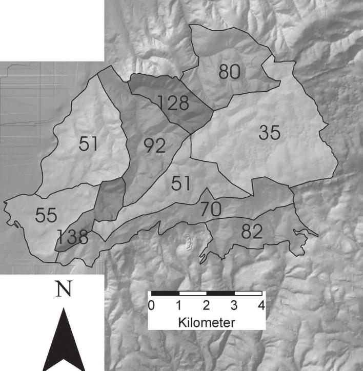 2. ábra. A részterületek geodiverzitás-indexei mén a legmagasabb, csak a fennsíki és hegységperemi részek jellemezhetők alacsonyabb, (de más területekhez képest még mindig magas) geodiverzitással.