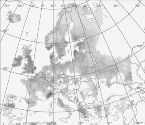 A fagyos napok (T max <0 o C) gyakoriságának változása nap/10 év egységben Európában