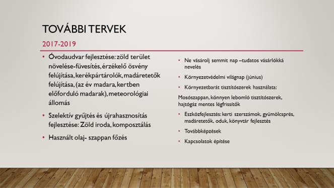 Zöld Óvoda projekt - Az Óbudai Almáskert Óvoda Csicsergő Tagóvodája