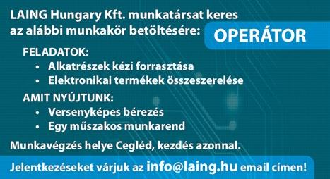 For our site in Nagykőrös (near Kecskemét) we are looking for candidates to enforce our commercial team. Tasks & responsibilities The sales assistant reports directly to the director of Zorge Hungary.