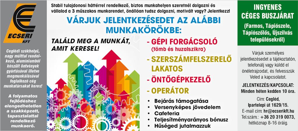 www. dpmsz. hu 9 D kategóriával rendelkező autóbuszvezetőt keresünk szerződéses járatunkra. +36 70 984 4630, h-p: 8-15 óráig. Ventona Trans Kft K&K 95 Kft. Ceglédre, minőségügyi megbízottat keres.