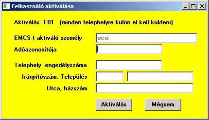 2/11 EMCS modul használatba vétele A modul első indítását követően hibaüzenetet kapunk, mivel a paraméterek nincsenek beállítva. Ezek beállításához a menüből válasszuk ki a Paraméterek menüpontot.