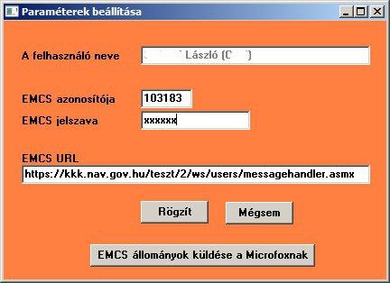 Paraméterek Itt állíthatók be a kommunikációhoz szükséges paraméterek, illetve itt küldhető el részünkre az összes küldött-kapott okmány amely az esetleges hibakeresést könnyíti meg.