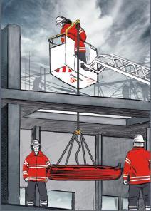 A magirus Safety Peak egy a kosárra szerelhető összekötő elem, aminek segítségével alpintechnikai mentéseket lehet