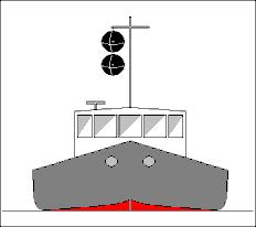 71. Mire meg, hogy az ábrán látható jelzőtestek közül melyiket és mennyit kell elhelyezni egy 20 méternél kisebb hosszúságú 12 főnél több utas szállítására engedéllyel rendelkező hajón nappal, ha az
