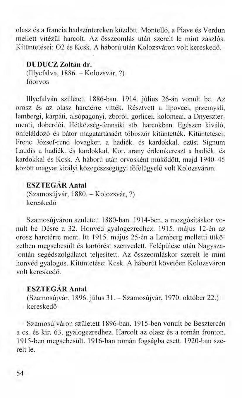 olasz és a francia hadszíntereken küzdött. Montelló, a Piave és Verdun mellett vitézül harcolt. Az összeomlás után szerelt le mint zászlós. Kitüntetései: 02 és Kcsk.