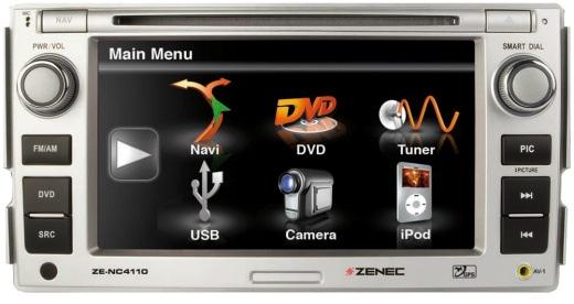 ZE-NC4110 E>GO Dedikált multimédiás navigációs állomás, HYUNDAI DVD-s multimédia állomás navigációval az alábbi járművekhez: Hyundai Santa Fe Beépített kormánytávvezérlővel kompatibilis ZE-NC5010