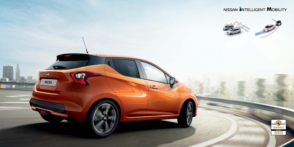 NISSAN INTELLIGENT MOBILITY A VADONATÚJ NISSAN MICRÁBAN SZINTE ÉSZREVÉTLENÜL LESZ JOBB A VEZETÉS A VADONATÚJ NISSAN MICRA agilis, közvetlen vezetési dinamikájával sokkal jobban érezheti az utat.