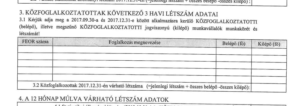 a t a l. Járási Hivatal Negyedéves munkaerő-gazdálkodási felmérés 2017. IV.