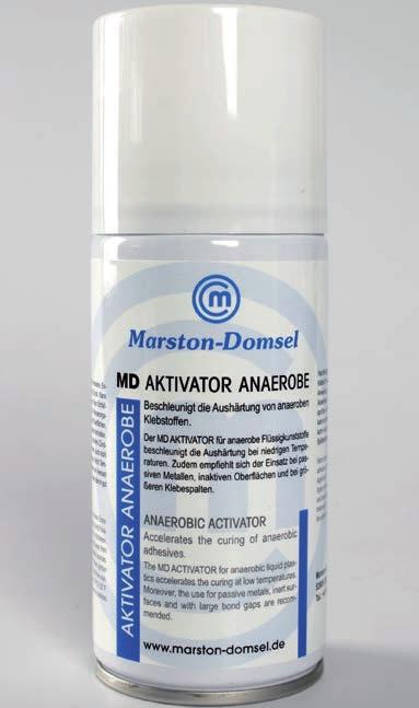 MD ANAEROBE AKTIVÁTOR SZ. 11 Optimális az anaerob folyékony műanyagokhoz Az aktivátor felgyorsítja a Marston-Domsel anaerob folyékony műanyagok kikeményedését, még alacsony hőmérsékleten is.