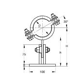 T csúszótartó 100/300, HV 100-125, dupla, gumibetéttel Baustoffklasse B2 "Normal entflammbar" nach DIN 4102 T csúszótartó 100/300 HV 100-125, dupla gumibetéttel Zárás: anya / csavar Anyag: acél