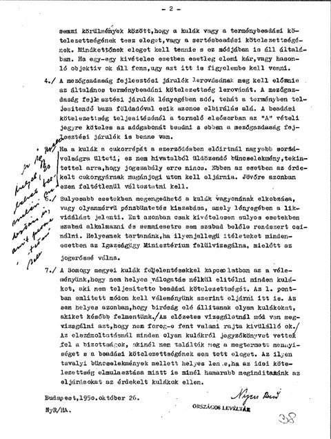 A beszolgáltatás elmulasztásáért abban az esetben ítéljék el a kulákot, hogyha azt saját hibájából, vagy mulasztásból nem teljesítette.