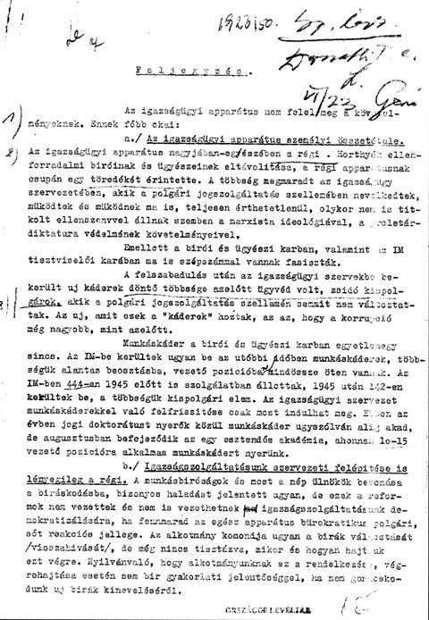 Feljegyzés az igazságügyi