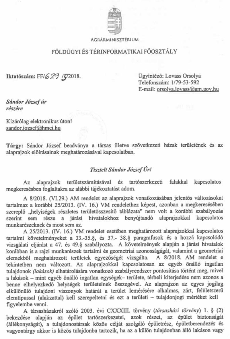 A Főosztály tájékoztatójából most tudtam meg, hogy eddig sem kellett volna helyiségek területösszesítőjét készíteni!