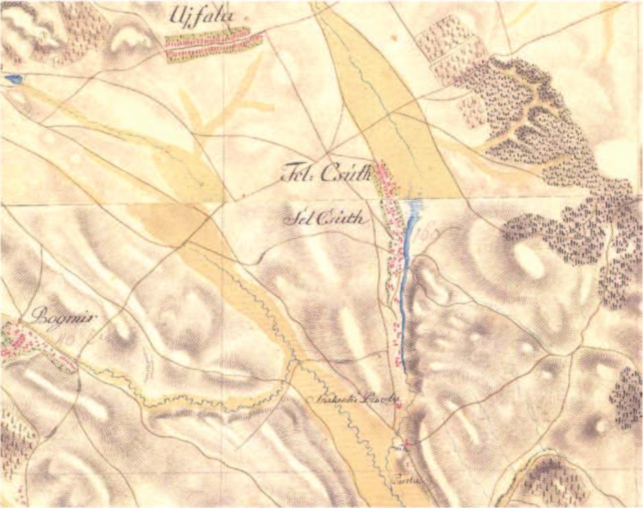 A Fő utca még az 1868-87 között készült térképen is ritkásan beépített. A Váli-völgy domborzata változó intenzitású. Felcsút beépített területén viszonylag nyugodt, lankás.
