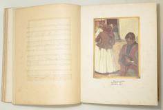Kiadói, festett, aranyozott, illusztrált, dombornyomású, Gottermayer egészvászon díszkötésben, a lapszéleken körül virágmintás aranymetszéssel. Folio. 370 mm.