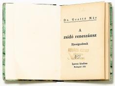 : A zsidó reneszánsz. Ifjuságunknak Bp., 1921. Iparon (Heller K. és Társa ny.) 96 p. A címlapon tulajdonosi bélyegző.
