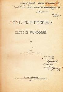 Ref. Collegiumi Nyomda. 116 p. Dedikált! Nagel József kedves barátomnak volt tanulótársamnak, szeretet és barátsága jeléül. MV. 1904. V. 31 Nagy Endre.