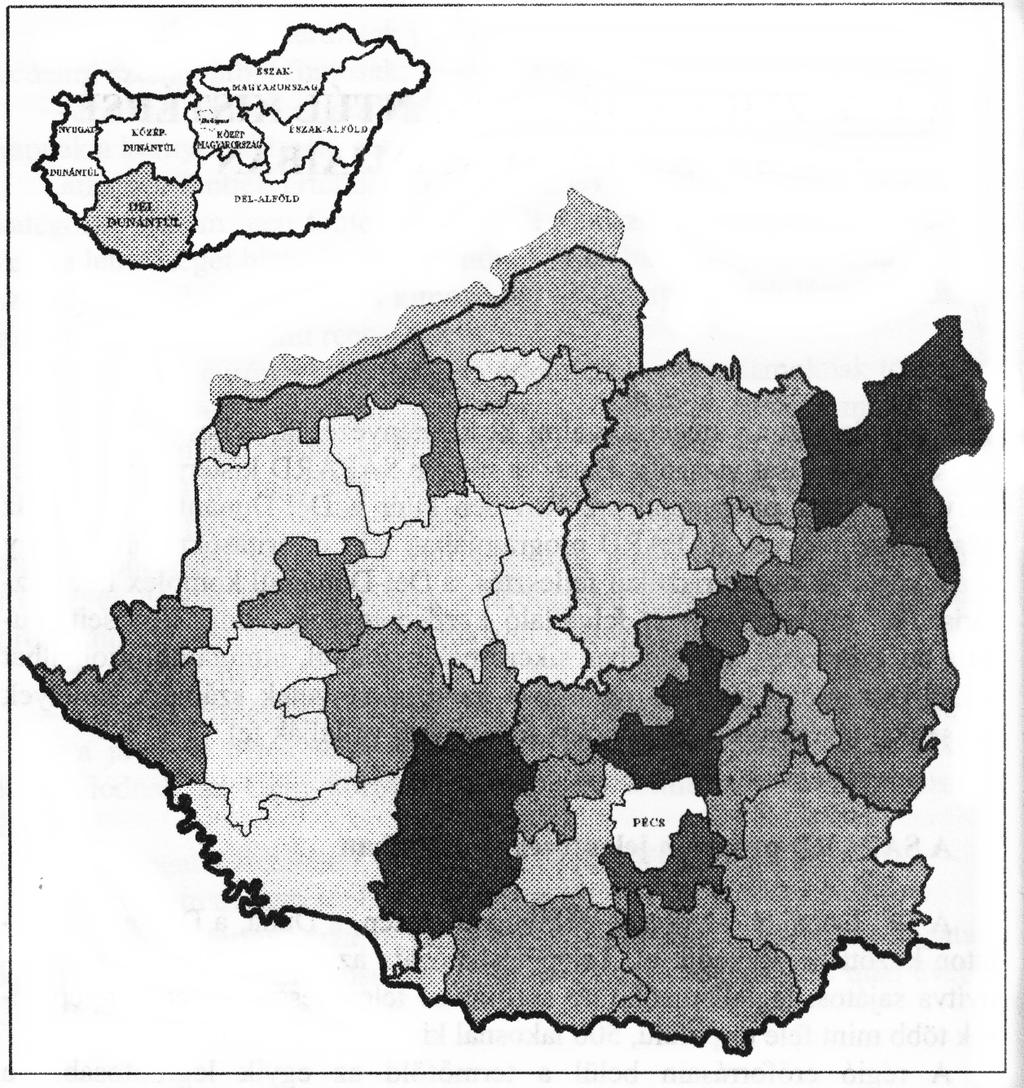 1. ábra: SAPARD kistérségek a Dél-Dunántúlon Forrás: Dél-Dunántúli Regionális Fejlesztési Ügynökség Kht. 1999.