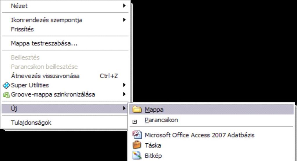 Új mappa gombbal