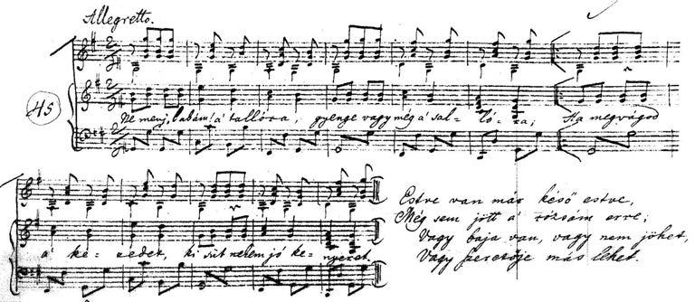 Koltói csárdás Liszt Ferenc magyar rapszódiái és a népzene sokat szeret (3. téma: 105 182. ütem), a XIII.-ban pedig a 124. ütemtől kezdődő Akkor szép az erdő, mikor zöld. A VII.