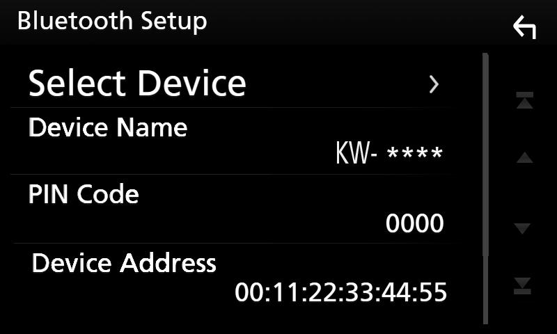 Bluetooth alapú vezérlés ÑÑBluetooth eszköz csatlakoztatása 1 A Bluetooth BEÁLLÍTÁS képernyőjén érintse meg a [Select Device] lehetőséget.