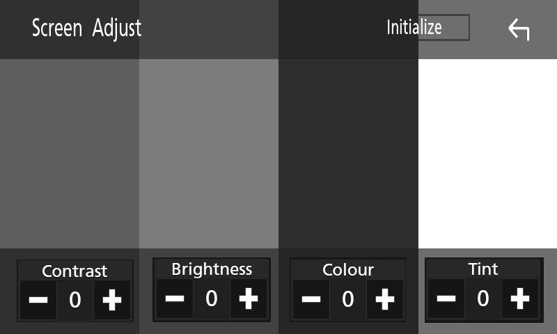 hhmegjelenik a felugró menü. 2 Érintse meg a [SETUP] gombot. 3 Állítson be minden elemet az alábbiak szerint. Contrast / Brightness / Colour / Tint Állítsa be az egyes elemeket.