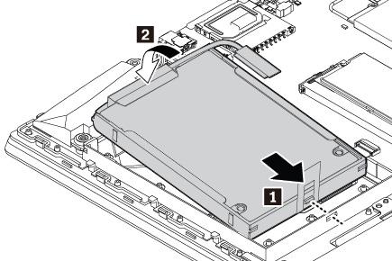 5. Helyezze be az átalakítót 1, és fordítsa lefelé 2. Ügyeljen rá, hogy az átalakító a helyére kerüljön. 6.
