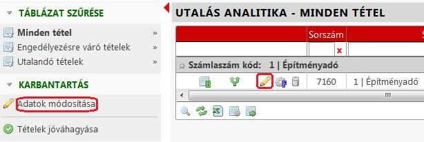 Az U - Utalásra leszedett, átadott állapotú tételek már az eddig megszokott módon betallózhatók a kivonat feldolgozásakor.