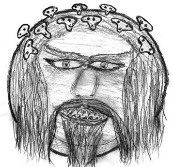 Antos Zs. Vass Z. Szörnypszichológia 3. ábra 13 éves fiú rajza (kígyószörny; a mellette levő üres körvonal-figura a méretét hivatott érzékeltetni) nek, szimbólumoknak vagy alakzatoknak.