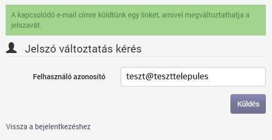 3. Ha helyesen adtuk meg a felhasználónevet, akkor a következő értesítést kapjuk: 4.