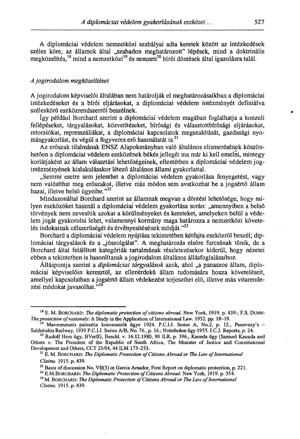 A diplomáciai védelem gyakorlásának eszközei.