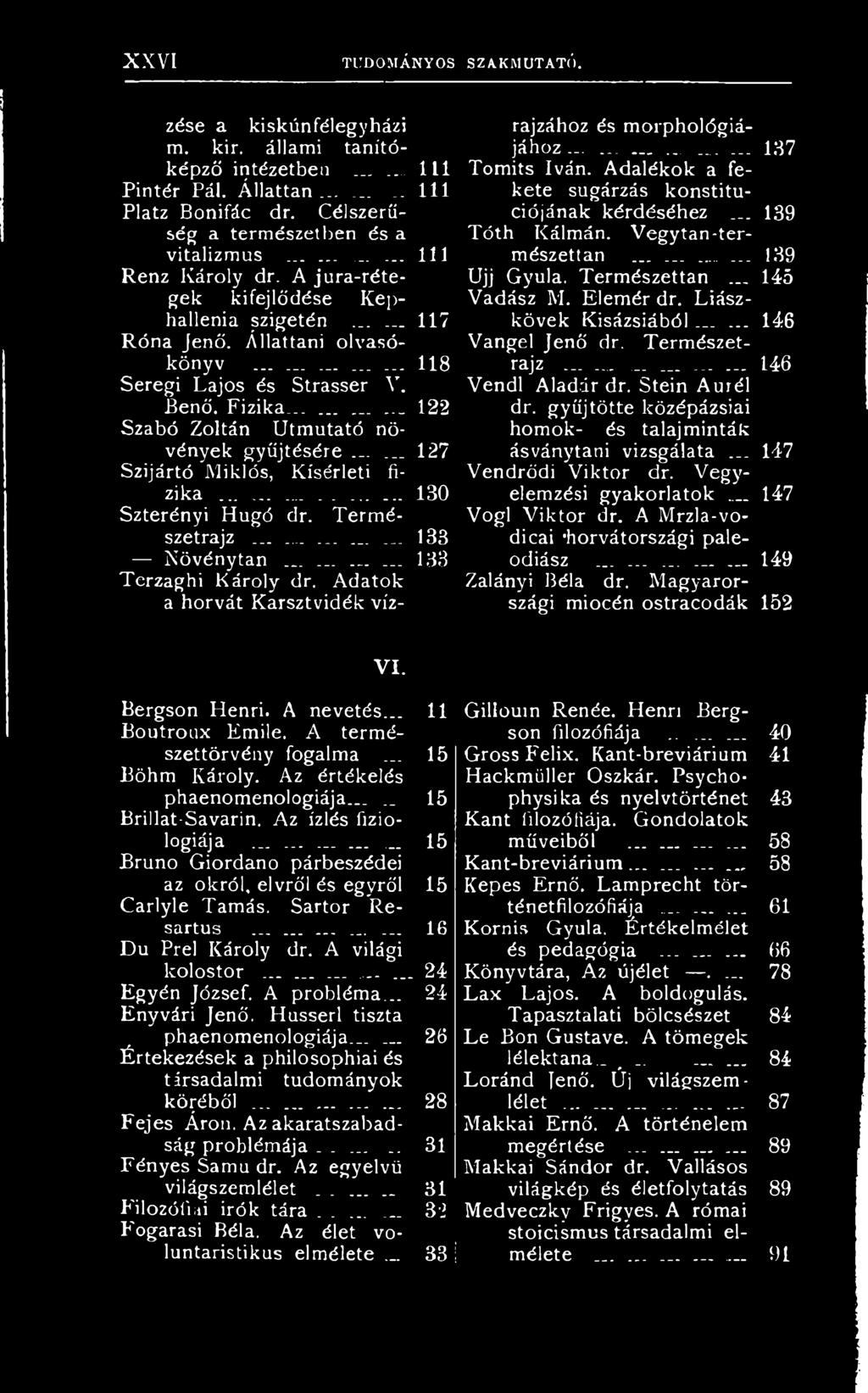gyűjtötte középázsiai Szabó Zoltán Útmutató növények gyűjtésére...... 127 Szíjártó Miklós, Kísérleti fizika.......180 Szterényi Hugó dr. Természetrajz.............. 133 Növénytan.