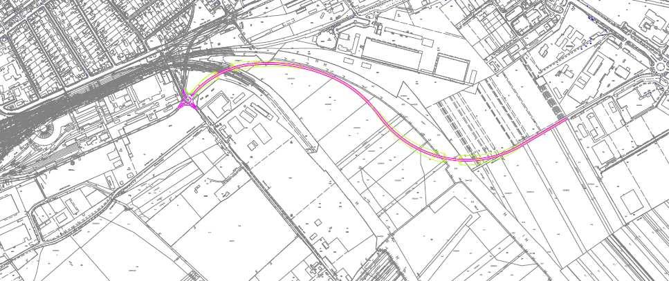 II. változat: A két vasútvonal közötti területen a MÁV Budapest Székesfehérvár vonala mentén halad.