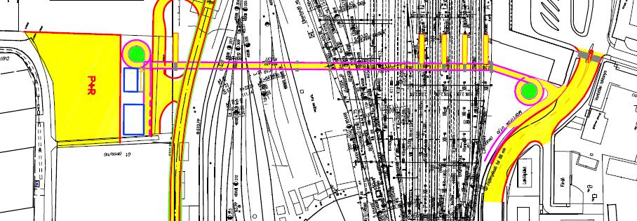 5-3 ábra: Kiegészítő funkciójú buszforduló és P+R elhelyezése az állomás déli oldalán A megvalósítási elemhez kapcsolódó kérdés: Egyetért-e az önkormányzat azzal a tervezői javaslattal, mely szerint