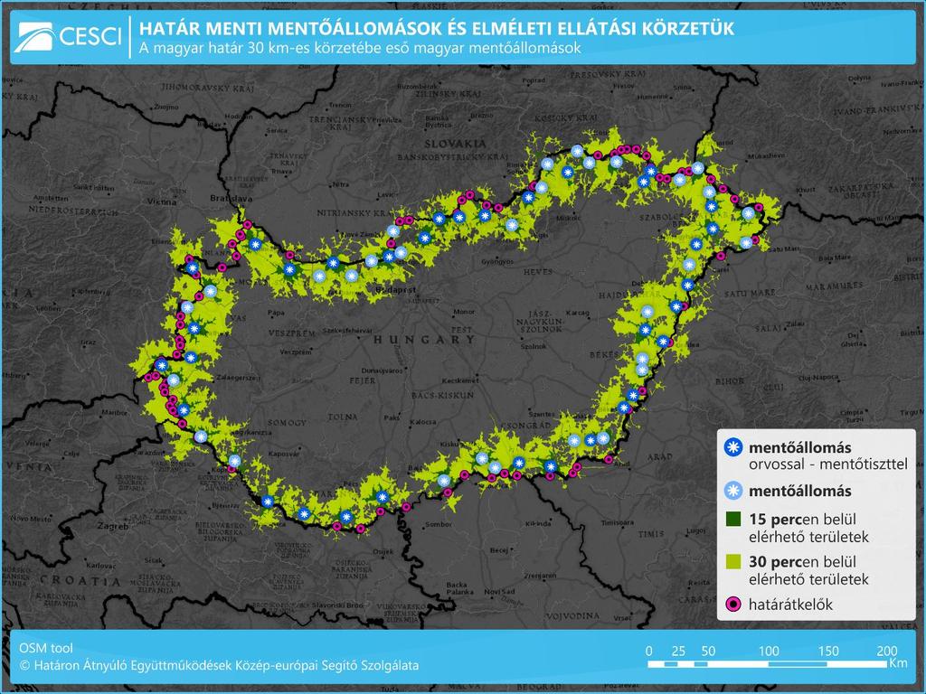 A határon átnyúló mentés során az időtényező mellett kiemelten fontos a mentőállomások eszközállománya és humán erőforrással való ellátottsága, mely szempontot