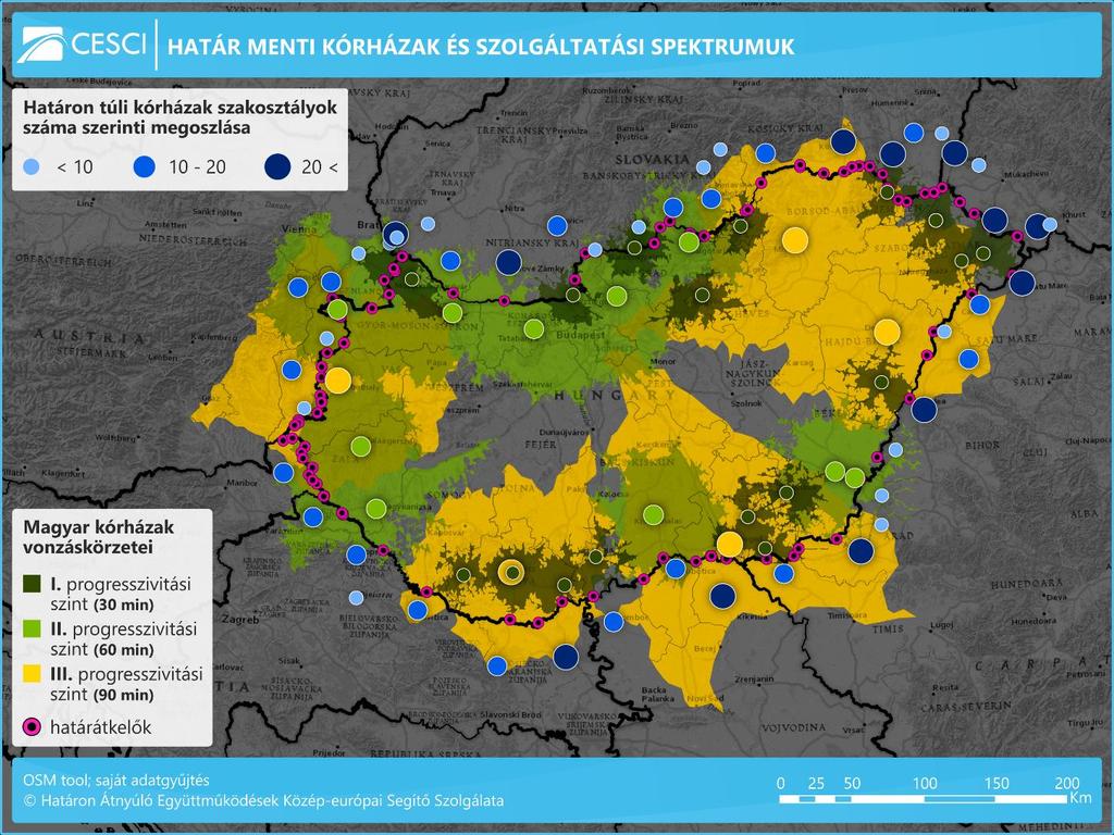 a határon túli ellátók esetében is három kategóriát alakítottunk ki. Meg kell jegyezni azonban, hogy a határon túli három kategória nem feleltethető meg a hazai hierarchia szintjeinek. 4.