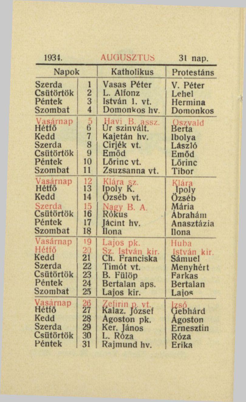 1934. AUGUSZTUS 31 nap.