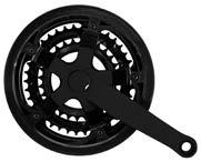 HAJTÓMŰ HAJTÓMŰ GARNITÚRA MTB ACÉL 170 mm 48/38/28 FEKETE/EZÜST + LÁNCV.