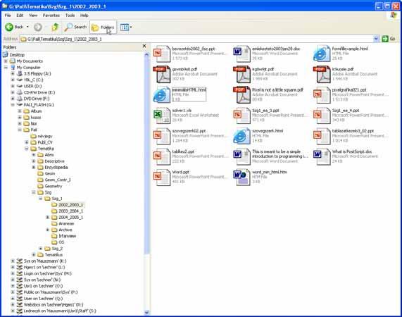 A Windows XP mappa- és fájlkezelése Windows Intéző A számítógépen található fájlokat, mappákat és
