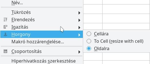 (pirossal kiemelve). Amikor cellát másolunk, vagy illesztünk, akkor a cellához horgonyzott kép a cellával mozog.