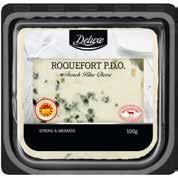 599Ft 100 g, 1 kg = 5 990 Ft 44,75% zsírtartalom ROQUEFORT SAJT Zsíros, félkemény, kék